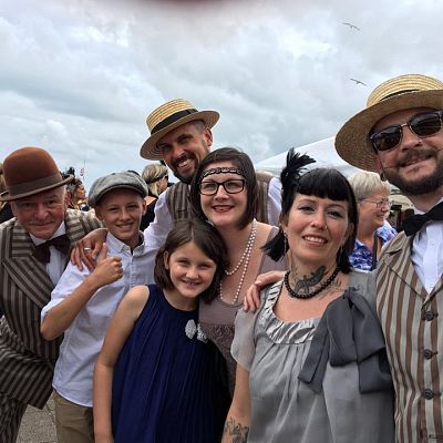 Cinque Ports Lindy Hoppers: Bexhill Roaring Twenties 2017 - Charleston world Record attempt - The troupe waiting to start the record attempt - Photo by Claire Pooley