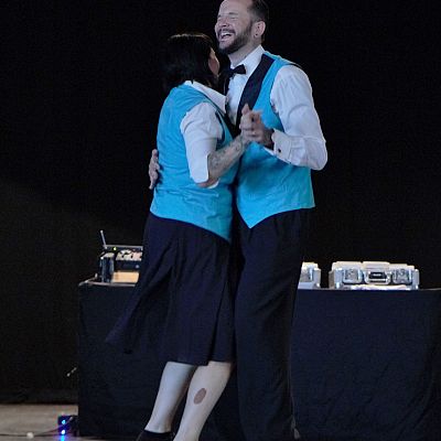 Cinque Ports Lindy Hoppers: Bexhill Vintage Fair at the De Le Warr Pavillion - June 2017 - Dapper Dru & Sugarfoot Sophie performing the Opus One routine (off camera: Gypsy John & Krazy Karen) - Photo by Dominique Huxley