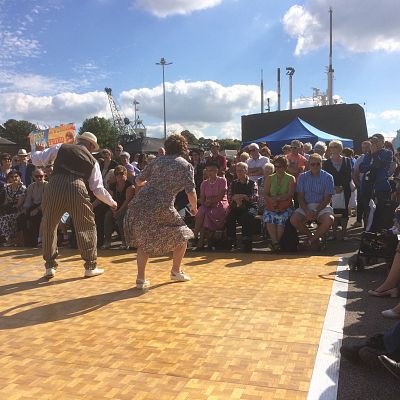 Cinque Ports Lindy Hoppers: Chatham Salute to the 40s - September 2015 - View of the audience whilst Gypsy John & Krazy Karen perform the Dan Collins Shim Sham