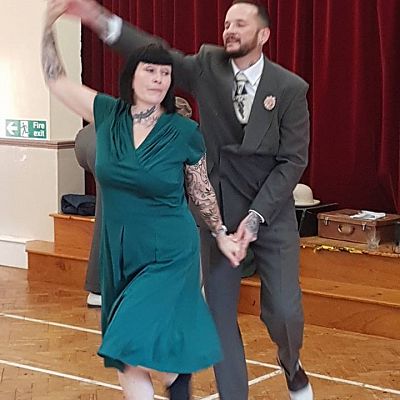 Cinque Ports Lindy Hoppers: Performing for the golden Marigold Club in Bexhill, October 2017 - Sugarfoot Sophie and Dapper Dru - Photo by Golden Marigold Club Bexhill