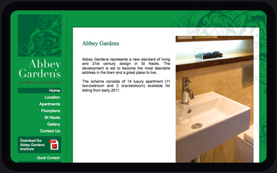 Website Design and Development Screenshot of Abbey Gardens St Neots