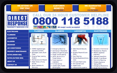 Website Design and Development Screenshot of Direct Response Property Services Ltd