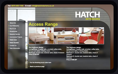 Website Design and Development Screenshot of Hatch Interiors