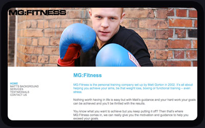 Website Design and Development Screenshot of MG Fitness