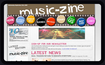 Website Design and Development Screenshot of Music-Zine - Music Magazine