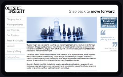 Website Design and Development Screenshot of Outside Insight