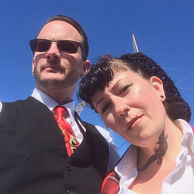 Cinque Ports Lindy Hoppers: Chatham Salute to the 40s - September 2015 - Dapper Dru & Sugarfoot Sophie in the tartan outfits