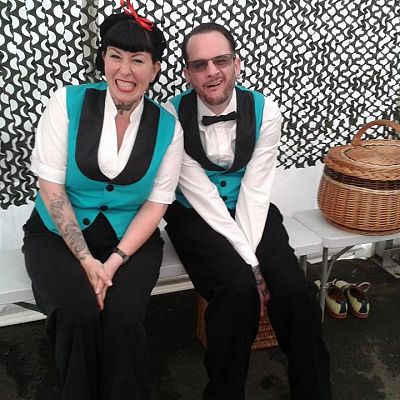 Cinque Ports Lindy Hoppers: Tenterden KESR 1940s Steam weekend May 2015 - Dapper Dru & Sugarfoot Sophie - Photo by Keighley Wilmore