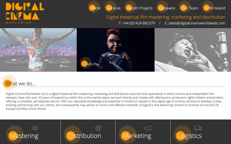Website Design and Development Screenshot of Digital Cinema Worldwide