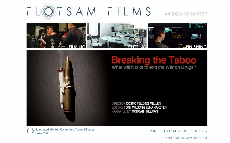 Website Design and Development Screenshot of Flotsam Films Production and Editing