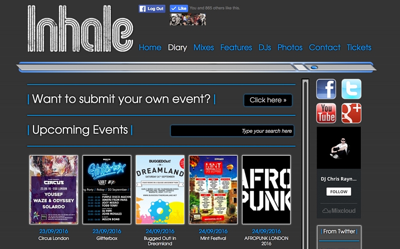 Website Design and Development Screenshot of Inhale
