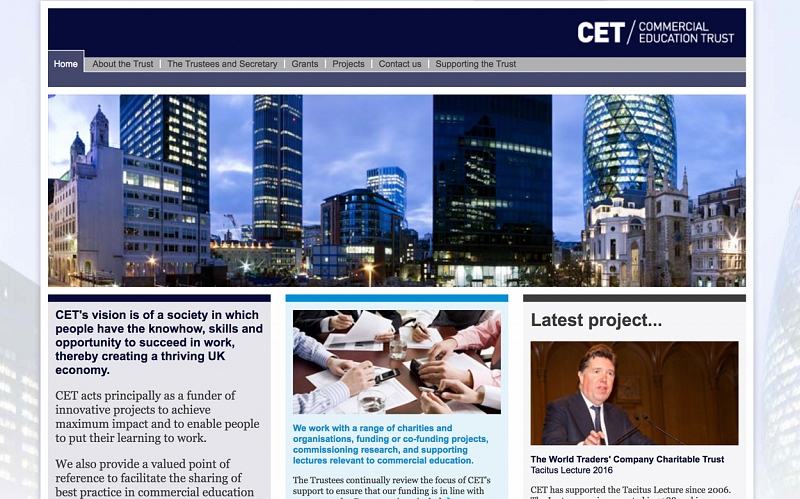 Website Design and Development Screenshot of Commercial Education Trust
