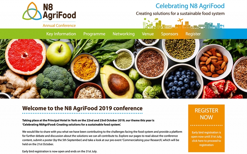 Website Design and Development Screenshot of N8 Agrifood Conference