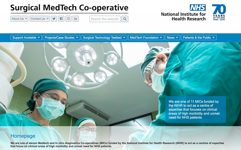 Website Design and Development Screenshot of Surgical Medtech Co-operative