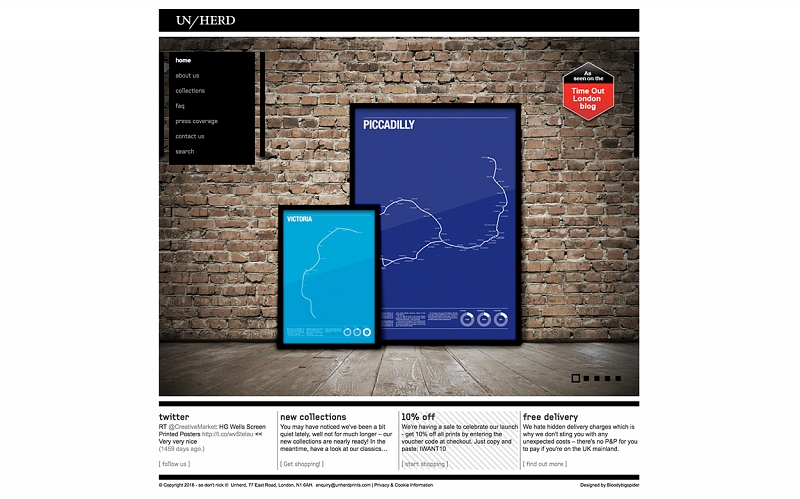 Website Design and Development Screenshot of UN/HERD Prints